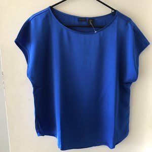 Tahari Cobalt Blue Scoop Neck Sleeveless Blouse Sz M